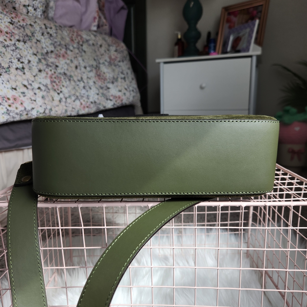 Genuine Leather Olive Green Crossbody Bag - Picture 6 of 6